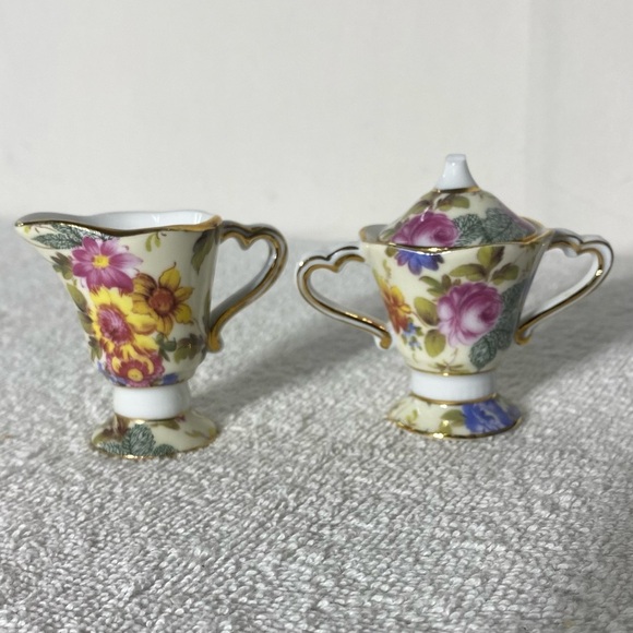 Vintage T. Limoges Casa Elite Miniature Porcelain Creamer & Sugar Bowl Set - Picture 11 of 13
